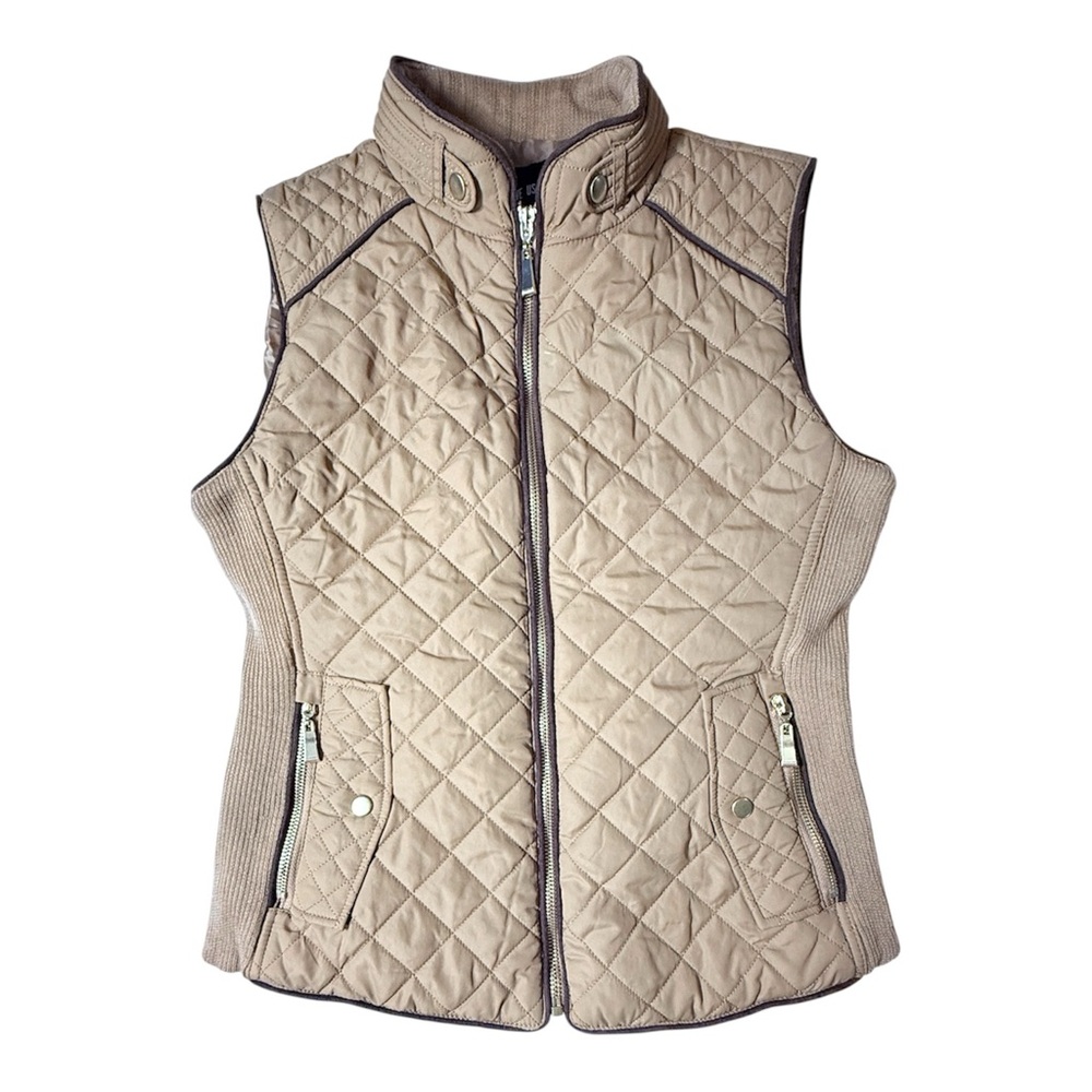 Active USA tan quilted puffer vest Women’s size small | af
